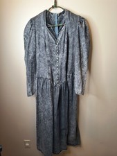 Vtg Circle T Black Denim Dress Size S/M Long Sleeve Western Acid Wash Cowgirl