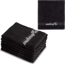 Black Makeup Remover Cloth Towels – Set of 6 Facial Makeup Eraser Towels 13" X 1