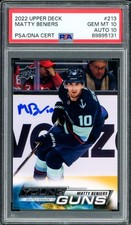 Matty Beniers Signed 2022 Upper Deck Young Guns RC 213 PSA 10 Sig 10 PSA/DNA