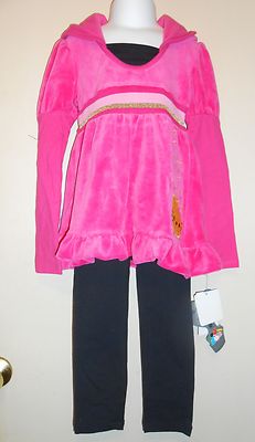 Hello Kitty by Sanrio Girls Embellished Hooded Velour Dress & Leggings Set 4 NWT