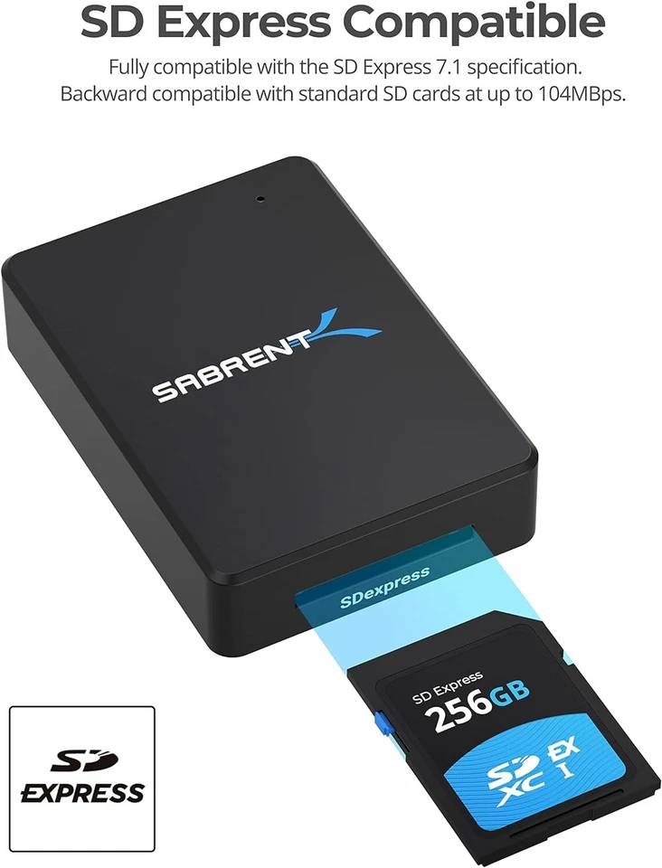 Sabrent USB 3.2 Typ C und Typ A auf SD Express 7.0 Kartenleser - Bild 2 von 4