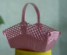 2 German Dresden Pink Foil Paper Rectangle Baskets Victorian Crafts