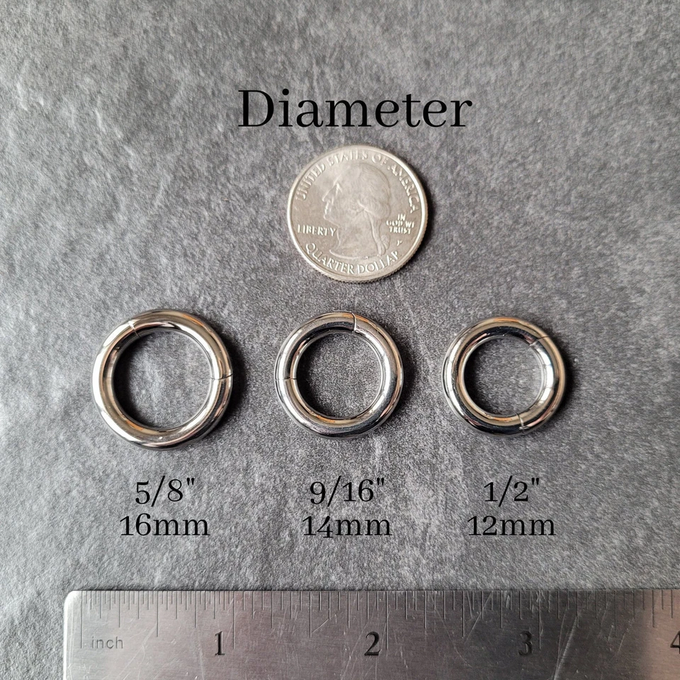 Pendientes de aro con anillo clicker de acero dorado medidores grandes perforación de oreja tapones de cartílago Foto 3 de 4