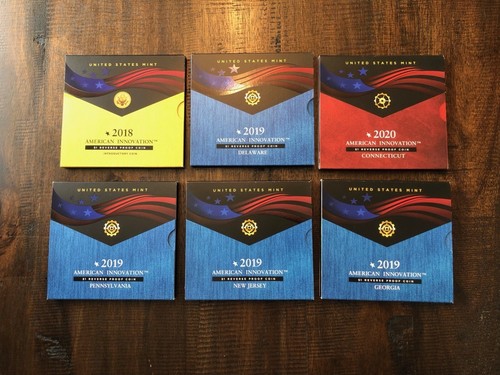 AMERICAN INNOVATION $1 Reverse Proof Set 2018 Introductory + DE, PA, NJ, CT, GA