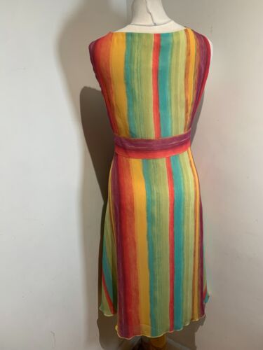 Per Una Marks & Spencer A line dress 18 NEW midi chiffon stripy fixed wrap - Picture 7 of 13