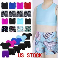 Toddler Girls Ballet Dancewear Costume Dance Crop T-shirt Top with Shorts Set