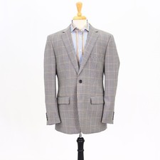 Joseph  Feiss 42R Beige Sport Coat Blazer Jacket Check 2B Wool