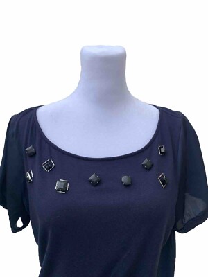 The Limited Sz Medium Women's Blue Embellished Top