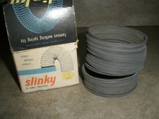 VTG Original 1960's James Industries Slinky Toy Gray Walking Spring in Box N6 