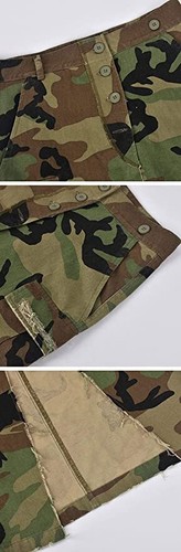 Women Camouflage Skirt Camo Maxi Pencil Skirt Bodycon Button Slit Cargo Skirt - Picture 18 of 27