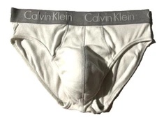 CALVIN KLEIN Men White Cotton Hip Brief Underwear sz L #388 U3300