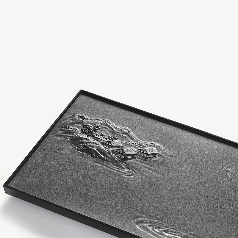 Bandeja de té tallada hecha a mano completa casa de montaña piedra en relieve mesa de té pesada nueva Foto 4 de 4