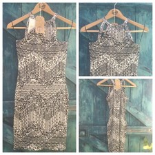 Womens Dress Size 8 Black White Cut Outs Floral Summer Holiday Boho New VGC