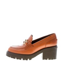 Hogan women's shoes loafer H649 leather leather with accessory gold heel 7.5 cm