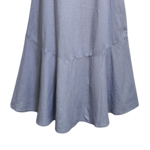 Cynthia Rowley Maxi Dress Size M Blue Linen Blend Sleeveless Hi Low Lagenlook - Picture 6 of 8