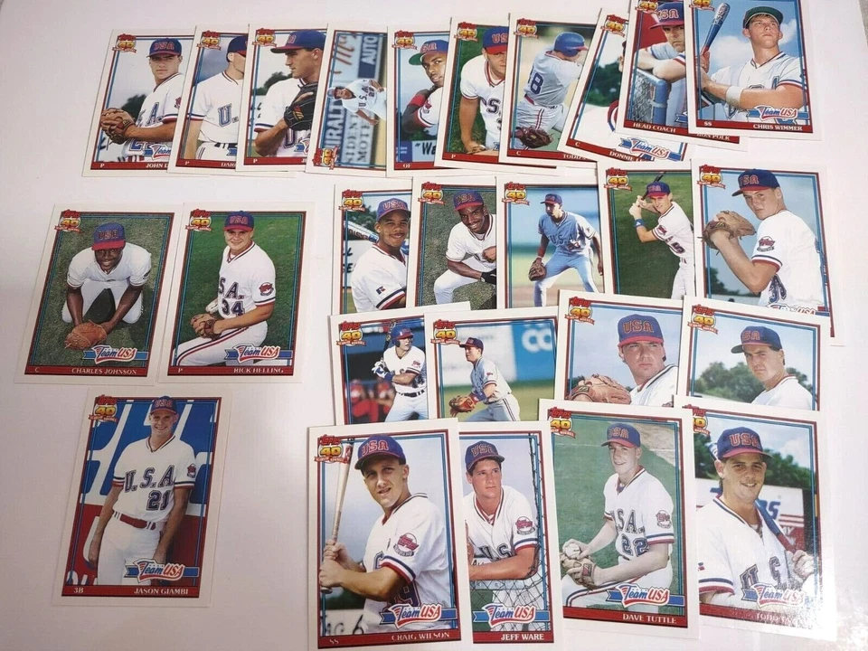 Juego de 26 cartas 1991 Topps negociado equipo de Estados Unidos Giambi Hammonds radiocontrol novato Johnson Foto 4 de 4