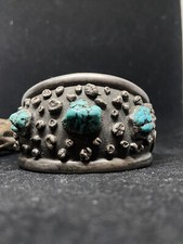 Native American Navajo vintage king man turquoise Sterling Silver cuff bracelet