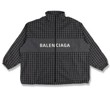 Balenciaga Grey Check Logo Track Jacket | Size 50 (l) Oversized Fit Rrp $2290