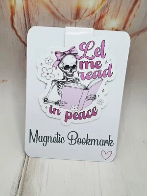 Magnetic Bookmark, books, reading, handmade, Gift. Let Me Read In Peace Design