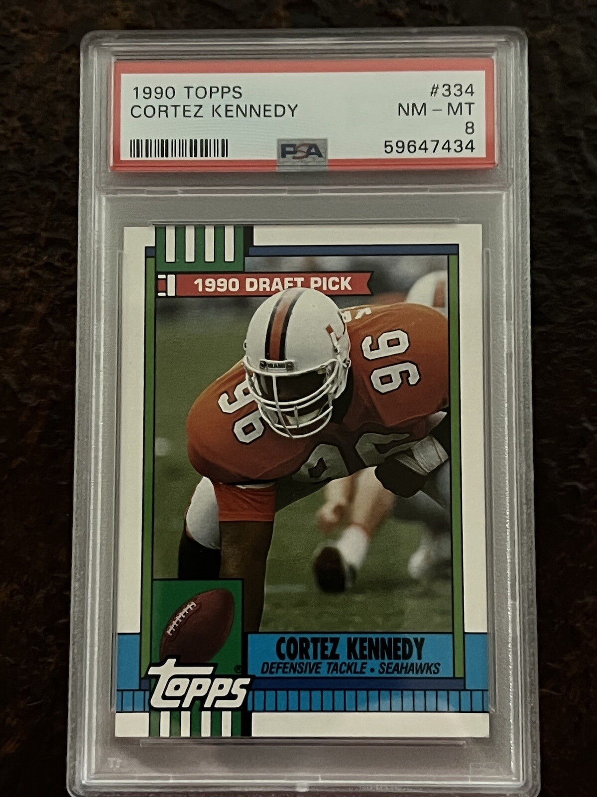 PSA 8 MINT FOOTBALL CARD 1990 TOPPS CORTEZ KENNEDY HOF ROOKIE SEATTLE