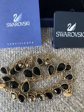 NE Black Crystal Gold Plated Miracle Bracelet 6.3in Tear/Raindrop