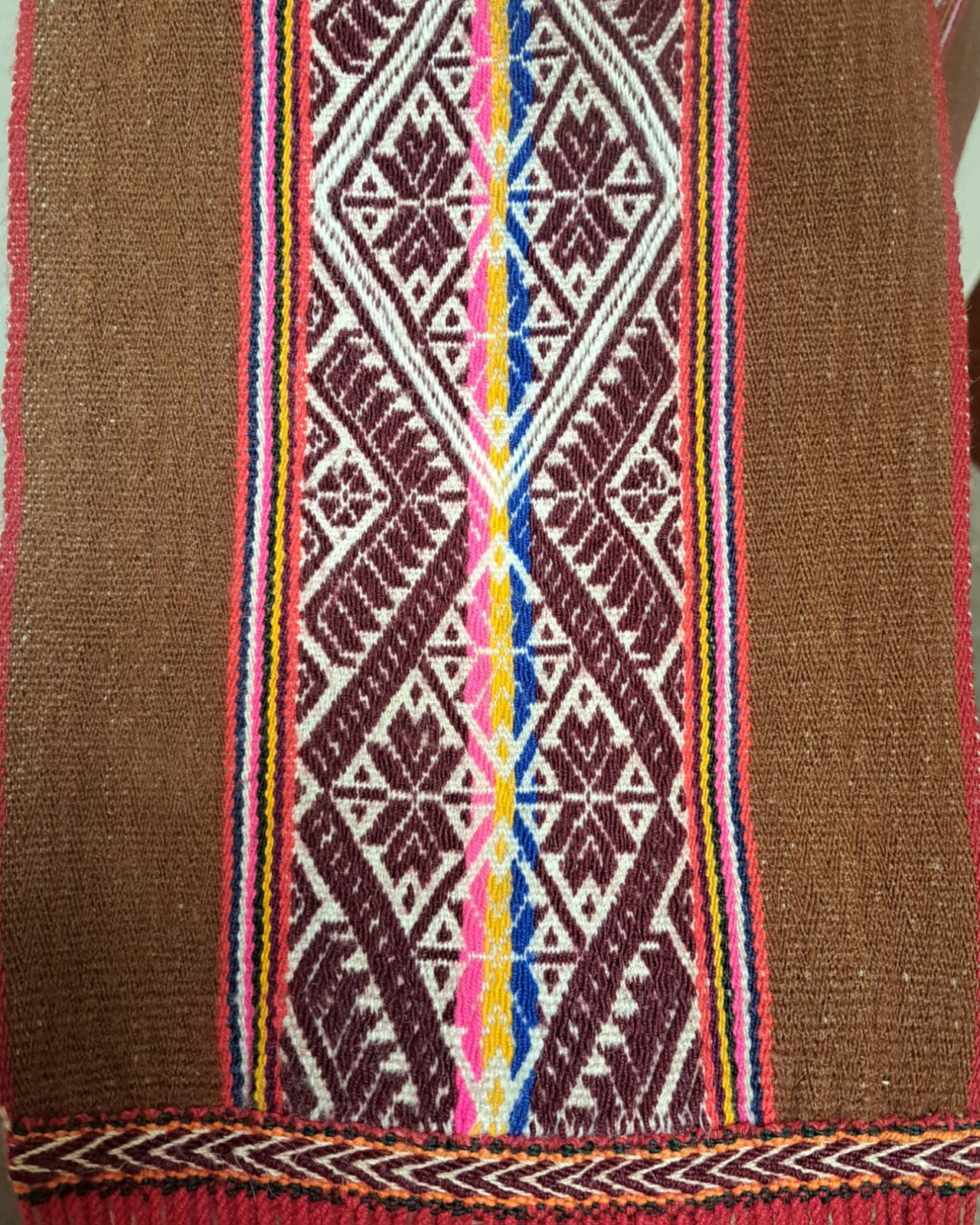 Vintage Peruvian Wool SCARF HAND WOVEN Textile Tribal Rare image 2