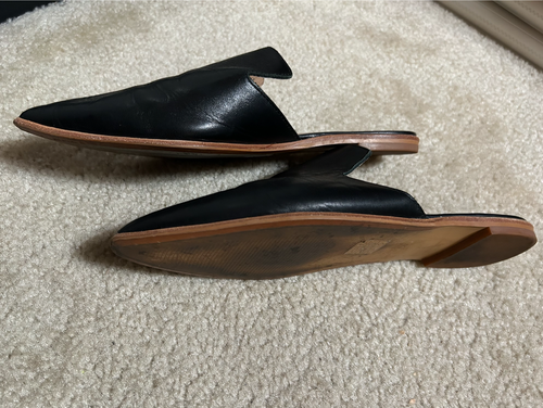 Madewell The Gemma Mule Womens 7.5 Black Leather Slip On Flats Shoes - Picture 4 of 13