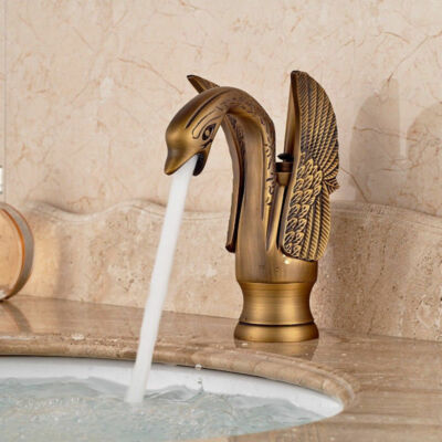 swan ページ Vintage Art Swan Shape Bathroom SIngle Hole Sink Faucet
