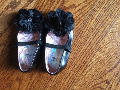 Stuart Weitzman Baby Girl Bling Crib Shoes Sz 3 Infants Black Bow