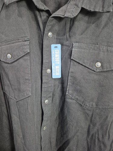 Wrangler Denim Shirt Mens 3XL Black Slim Fit Pearl Snap Cowboy Western Wear NWT - Picture 3 of 9