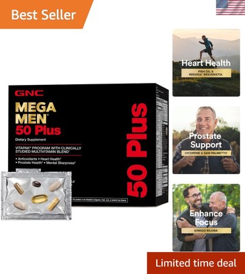 Mega Men 50+ Daily Pack: Multivitamin, Fish Oil & More for Optimal Wellness