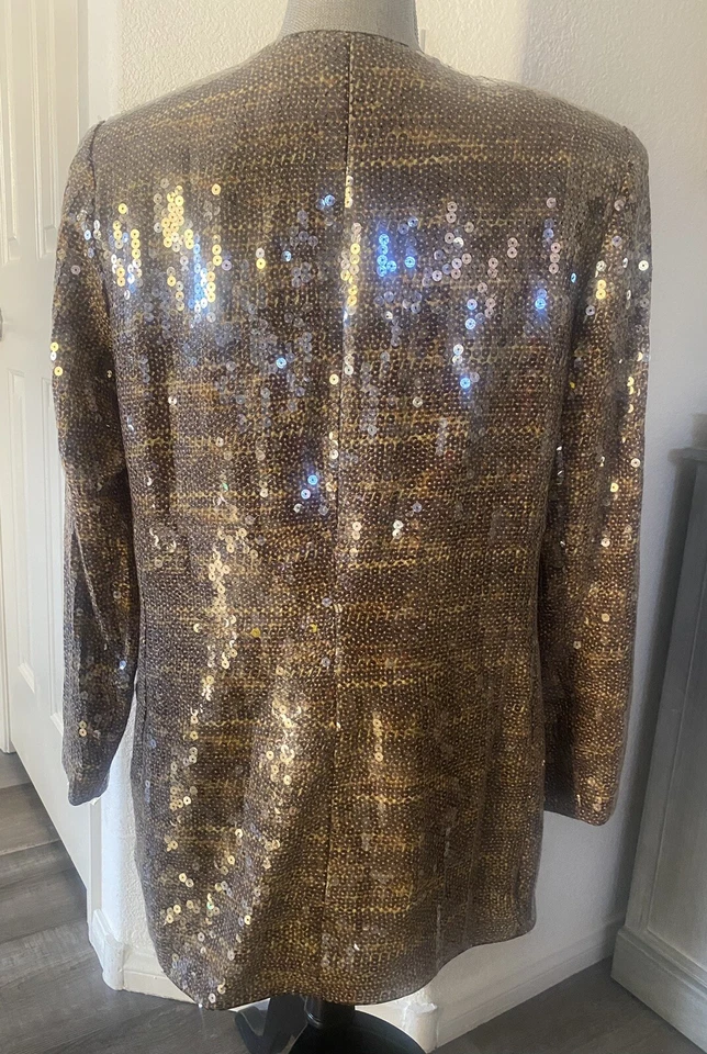 Chaqueta Blazer De Colección Rickie Freeman para Tj Nites Lentejuelas Transparentes Seda Talla 14 Foto 3 de 4