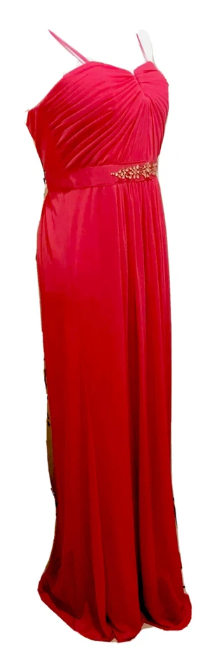Vestido Formal Largo Adrianna Papell Para Mujer Sin Tirantes Coral Rosa Gasa Joya 8 Nuevo Con Etiquetas Foto 4 de 4