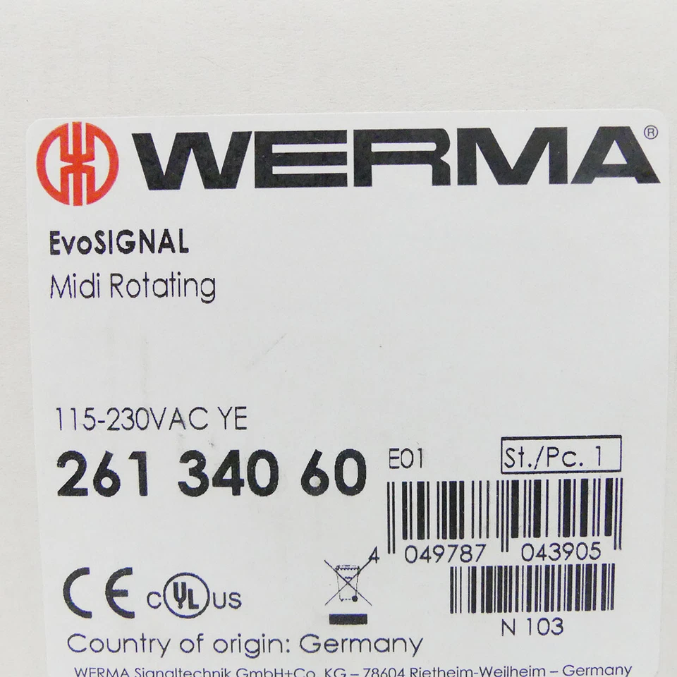 WERMA 261 340 60 261.340.60 Alarmlichtindikator 115 - 230 V Gelb -new- - Bild 4 von 4