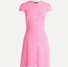 J. Crew Pink Button-Front Cap-sleeve Preppy Dress 50s style Size 4