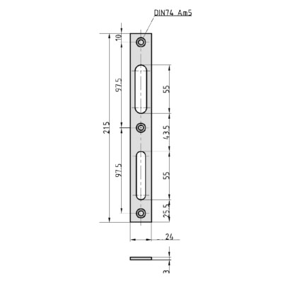 Sicherheits Schließblech Flach 215x24x3 Flachschließblech Verzinkt