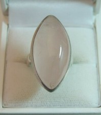 Large Sterling Silver Pink Rose Marquise Quartz size 8 Cocktail Ring Ce 93