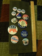 Republican Political Button Pin LOT of 12 H.W.  W. Bush  Reagan  Roudebush