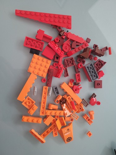 LEGOS SET OF 80 RED & ORANGE FIRE COLORS SMALL PARTS BRICKS PIECES! - Picture 2 of 2