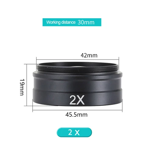 0.3X 0.5X 0.75X 1.5X 2X Auxiliary Objective Barlow Lens 42mm Stereo Microscope - Picture 13 of 20