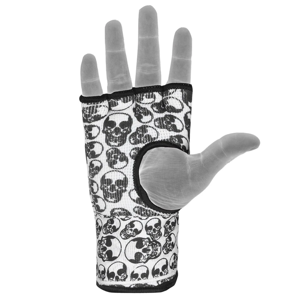 Gel Padded Inner Gloves with Hand Wraps MMA Muay Thai Boxing Bandage Fight Skull - Image 2 of 4