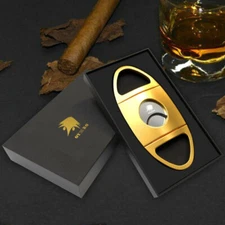 Cigar Cutter Stainless Steel Double Blades Cuts Up to 60 Ring Gauge Perfect Gift