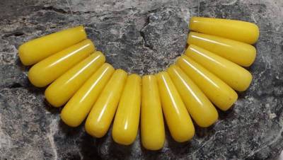 13 long tear drop shape quartz beads/ripe corn,forest green,10mm x30mm (T740-w2)