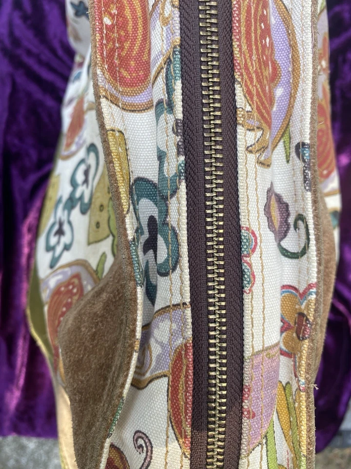 Lucky Brand Shoulder Bucket Bag Tropical Floral Bird Crossbody Earthy Tones - Image 4 of 4