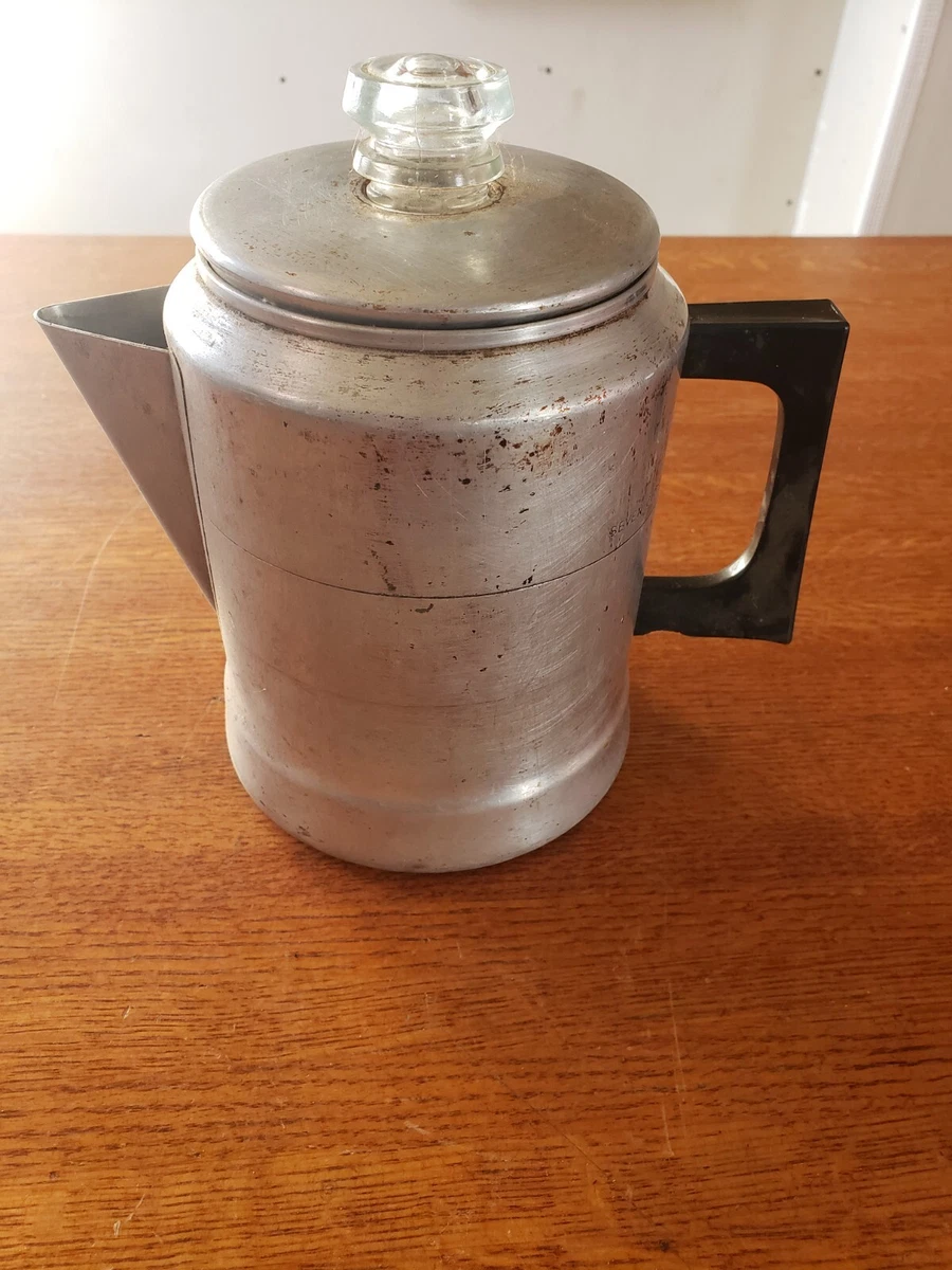 VINTAGE COMET ALUMINUM 7 CUP CAMP STOVE TOP PERCOLATOR COFFEE POT MADE IN USA
