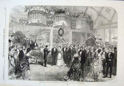 Alter antiker Druck Prinz Wales an der telegrafischen Soiree in der Arlington Street