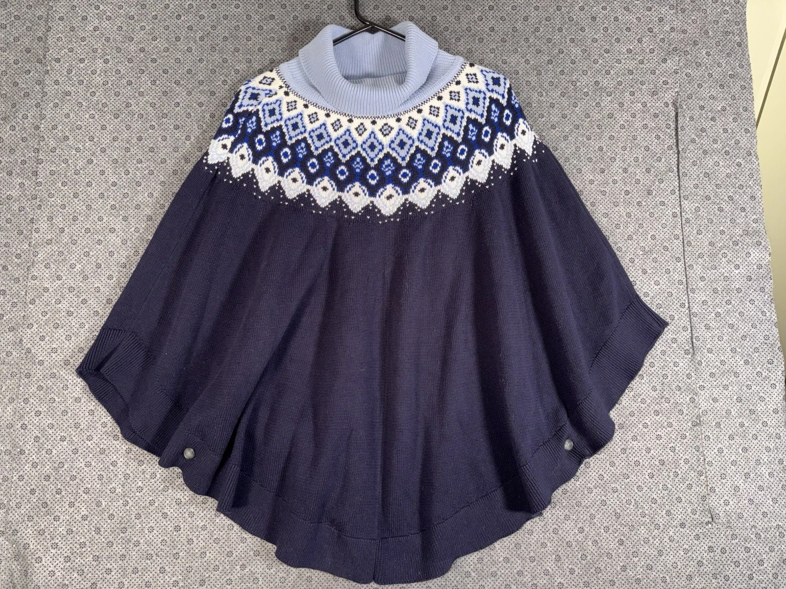 NWT Talbots Cable Knit Poncho Cape Turtleneck Sweater Fair Isle Multicolor 2X/3X