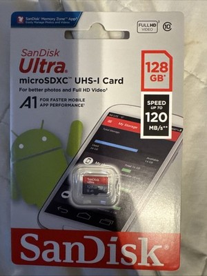 SanDisk 128GB Ultra microSDXC 120MB/s Class 10 UHS-I , Free USPS Shipping , NEW