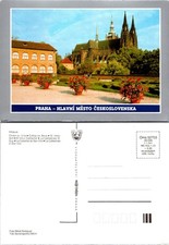 Europe Czech Republic Prague St. Vitus Cathedral Prague Castle Flowers Postcard