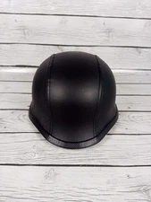 Motorcycle Half Helmet Leather Covered Black TCMT HY809 Adult Large